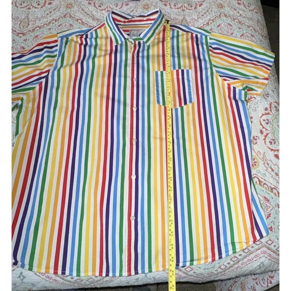 Trinity Collective Mens Multicolor Rainbow Button Down Shirt Stripes XXL Vintish - Picture 4 of 6